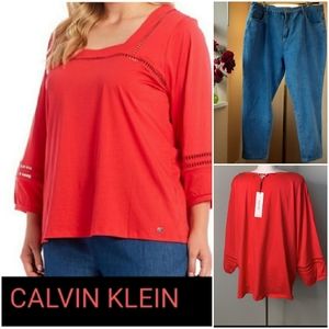 New Calvin Klein Cut Out Blouse | Plus Size Jeans